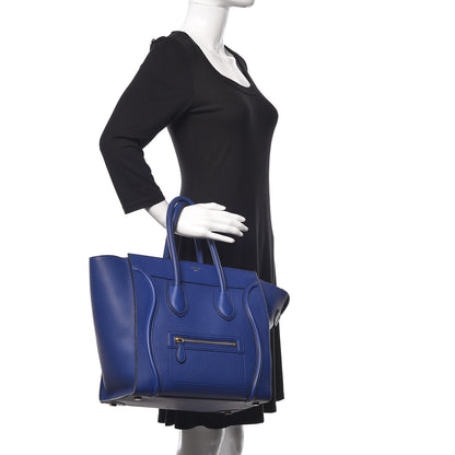 Celine Drummed Calfskin Mini Luggage Indigo 2 of 9