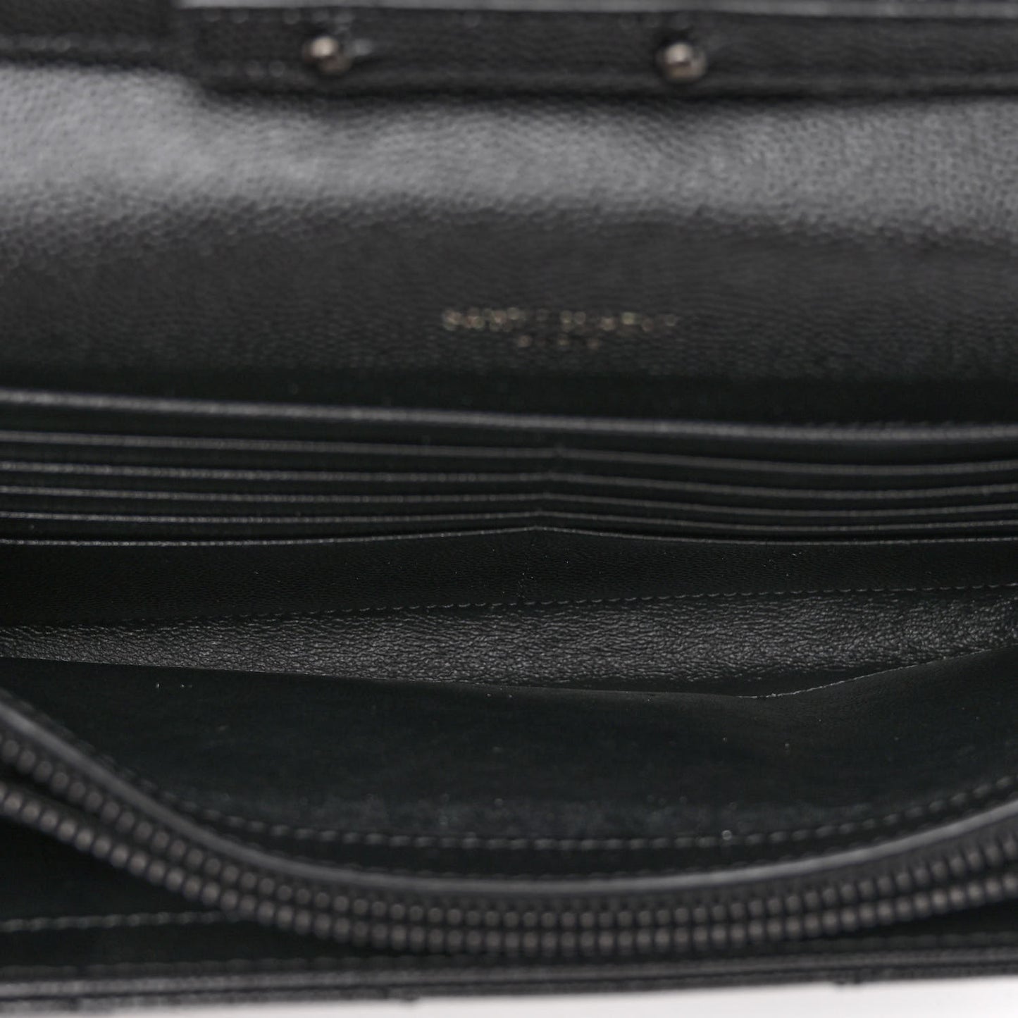 Grain De Poudre Matelasse Chevron Monogram Monochrome Chain Wallet Black