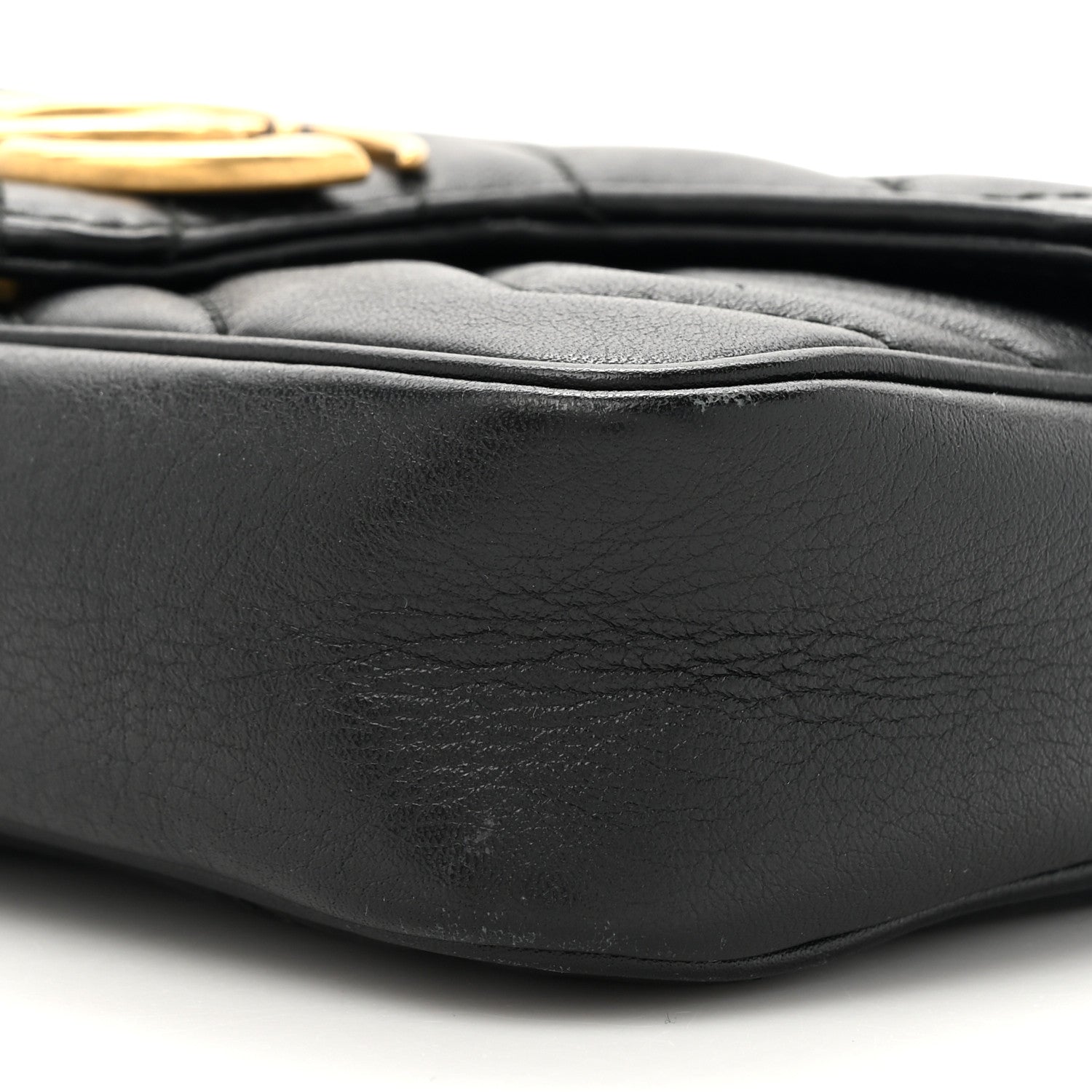 Gucci Calfskin Matelasse Super Mini GG Marmont Shoulder Bag Black 9 of 14