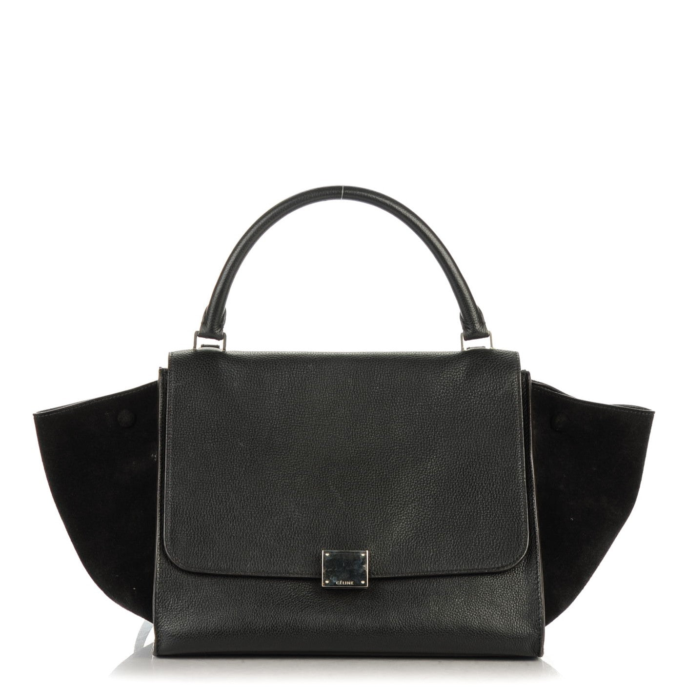 Celine Drummed Calfskin Suede Medium Trapeze Black 1 of 8