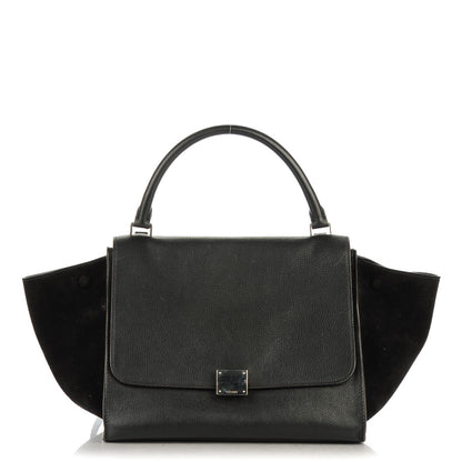 Celine Drummed Calfskin Suede Medium Trapeze Black 1 of 8