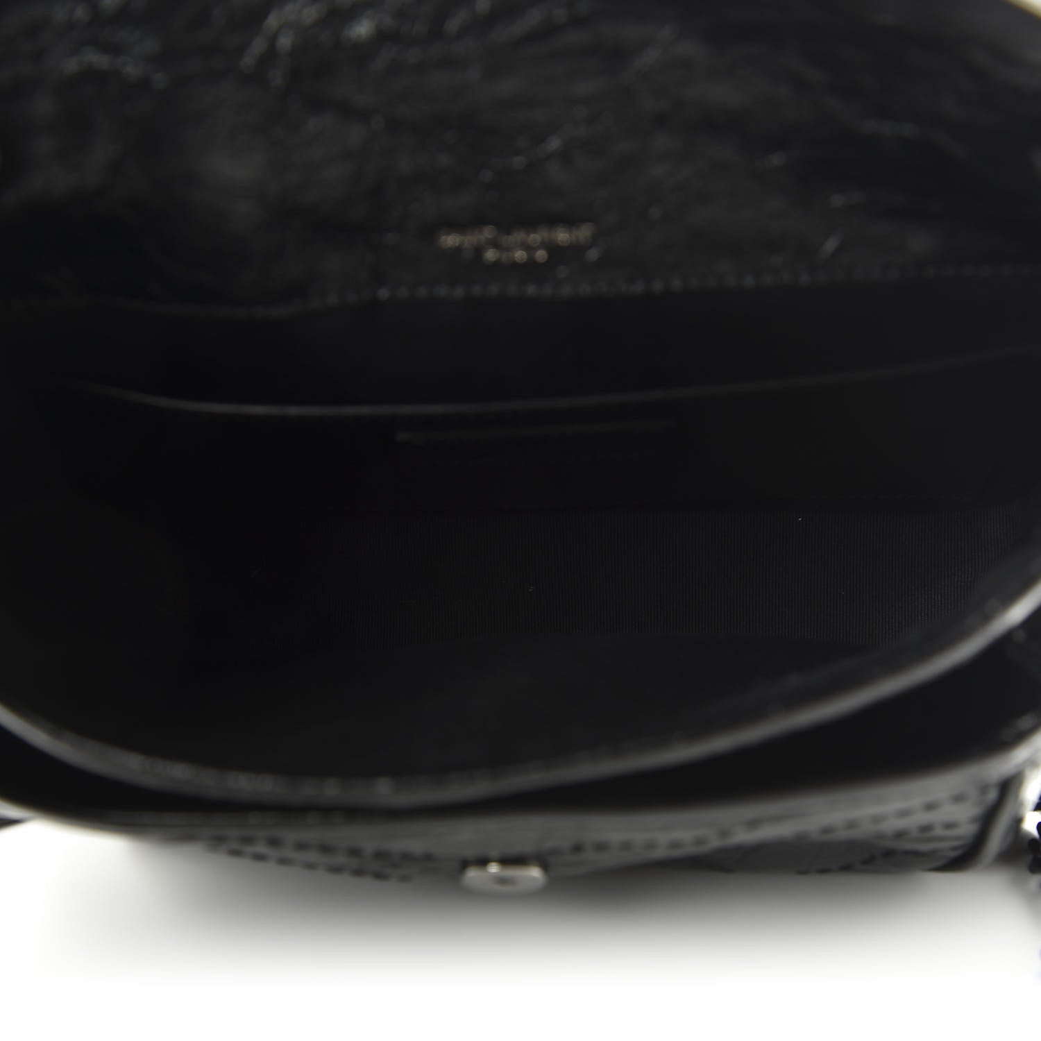 Saint Laurent Crinkled Calfskin Matelasse Monogram Baby Niki Chain Satchel Black 4 of 9