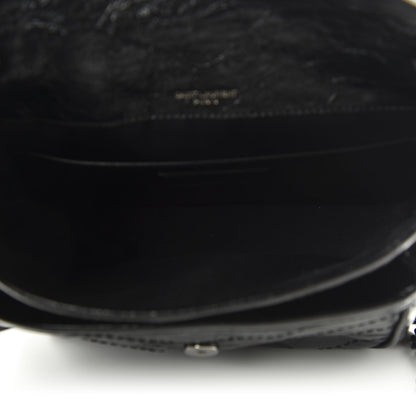 Saint Laurent Crinkled Calfskin Matelasse Monogram Baby Niki Chain Satchel Black 4 of 9