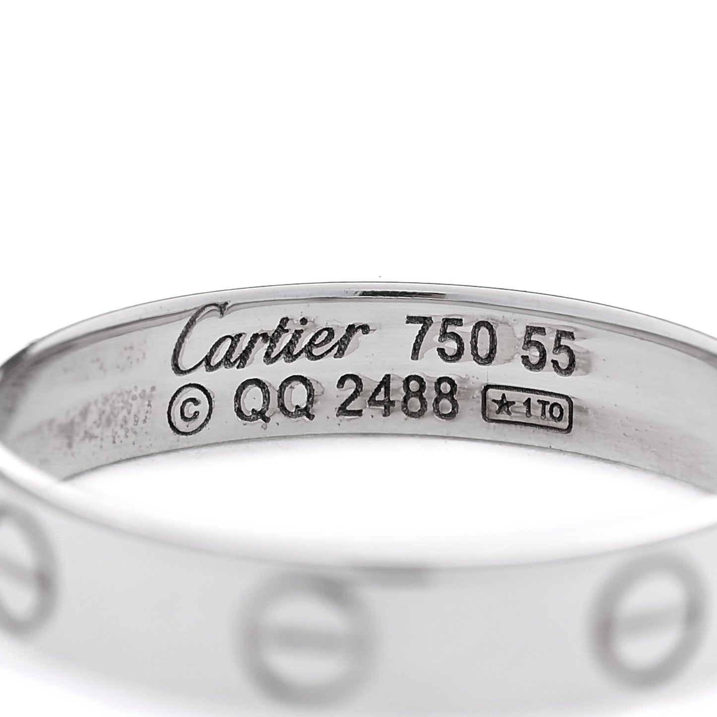 18K White Gold 3.5mm LOVE Wedding Band Ring 55 7.25
