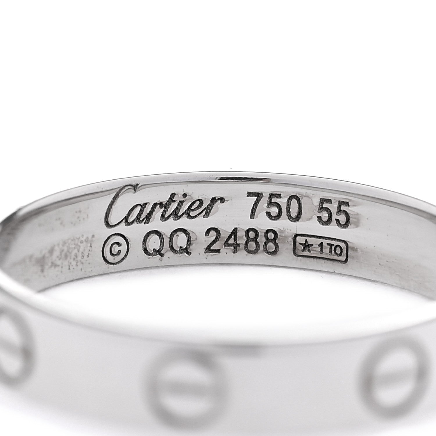 Cartier 18K White Gold 3.5mm LOVE Wedding Band Ring 55 7.25 4 of 5