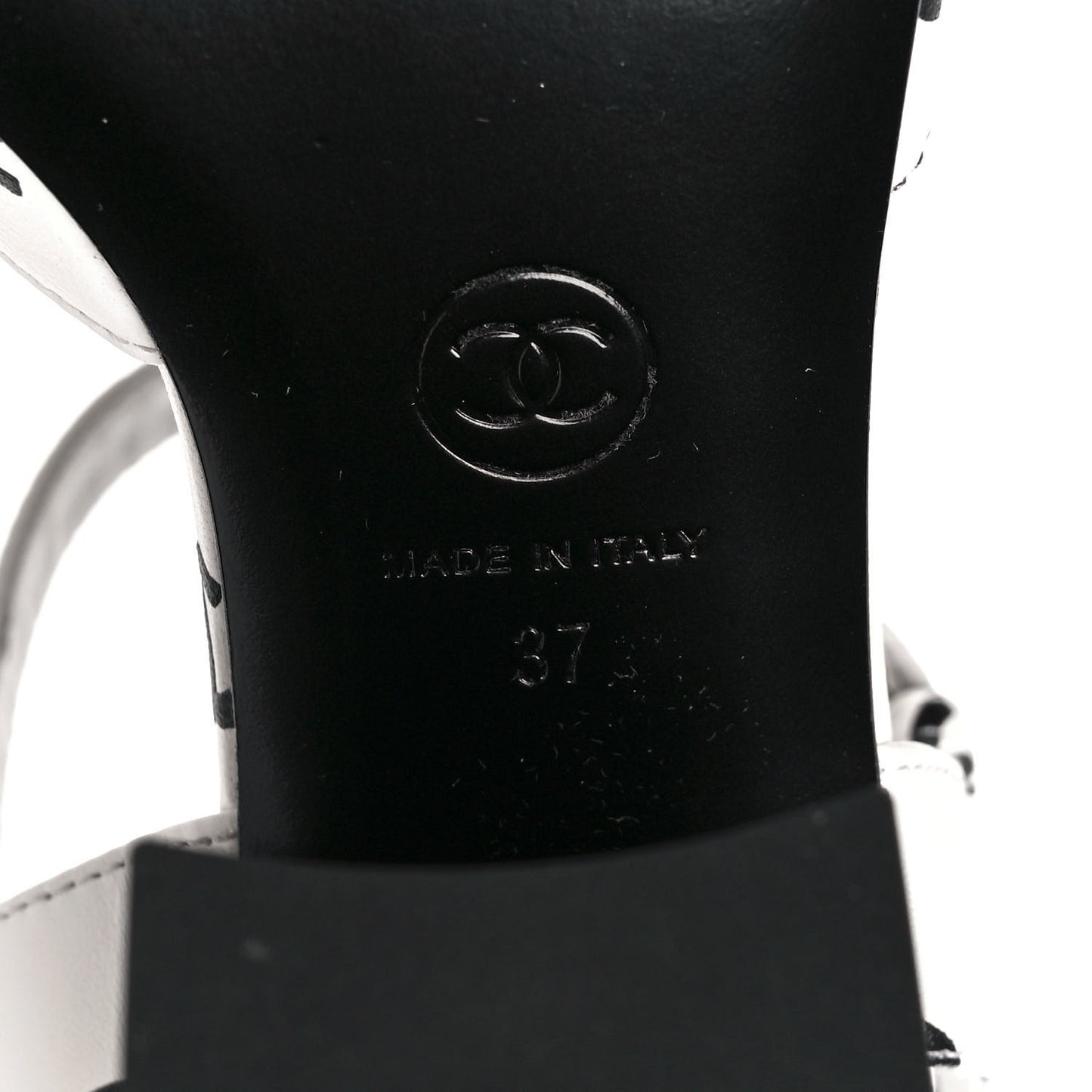 Lambskin Printed Coco Beach Sandals 37 White Black