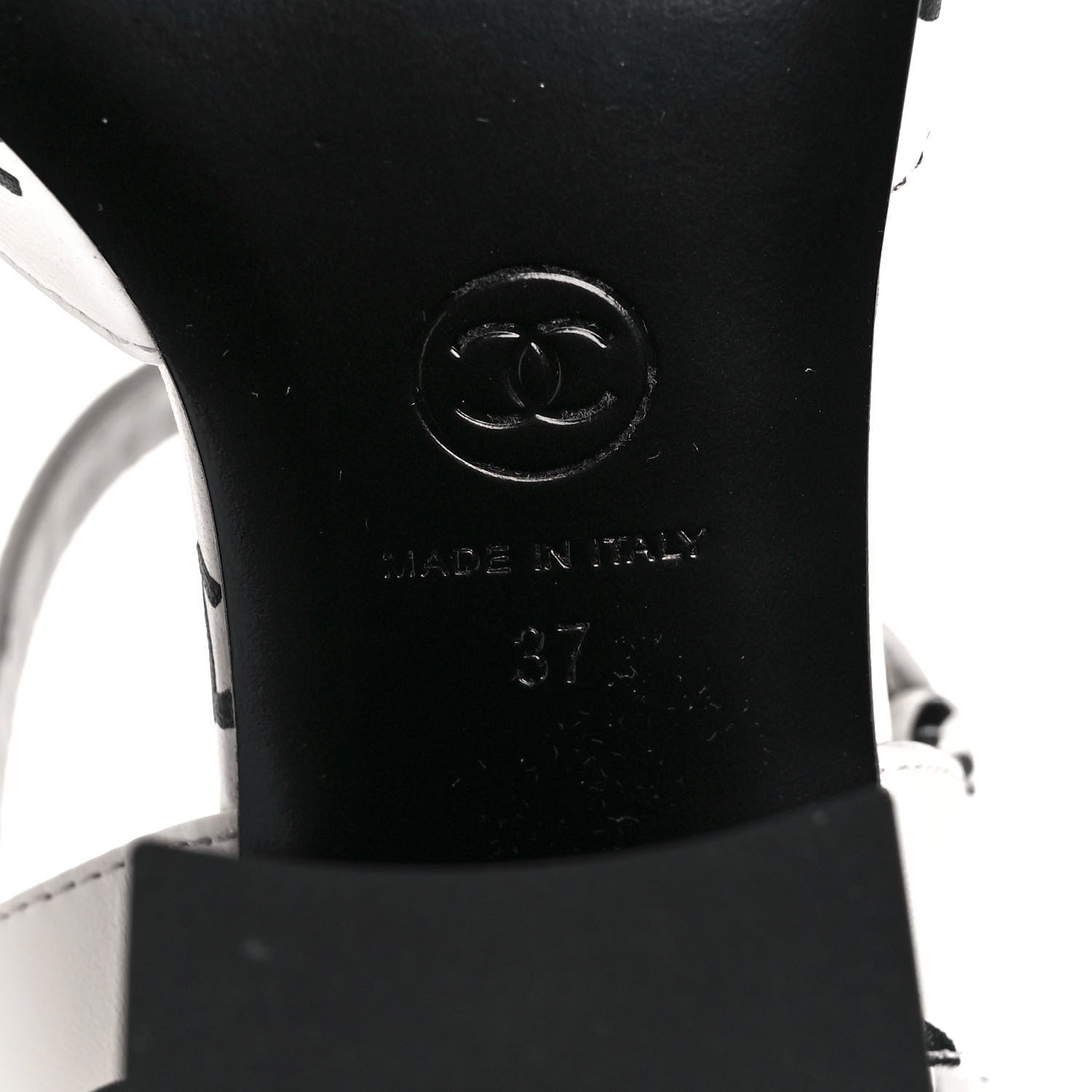 Chanel Lambskin Printed Coco Beach Sandals 37 White Black 6 of 9