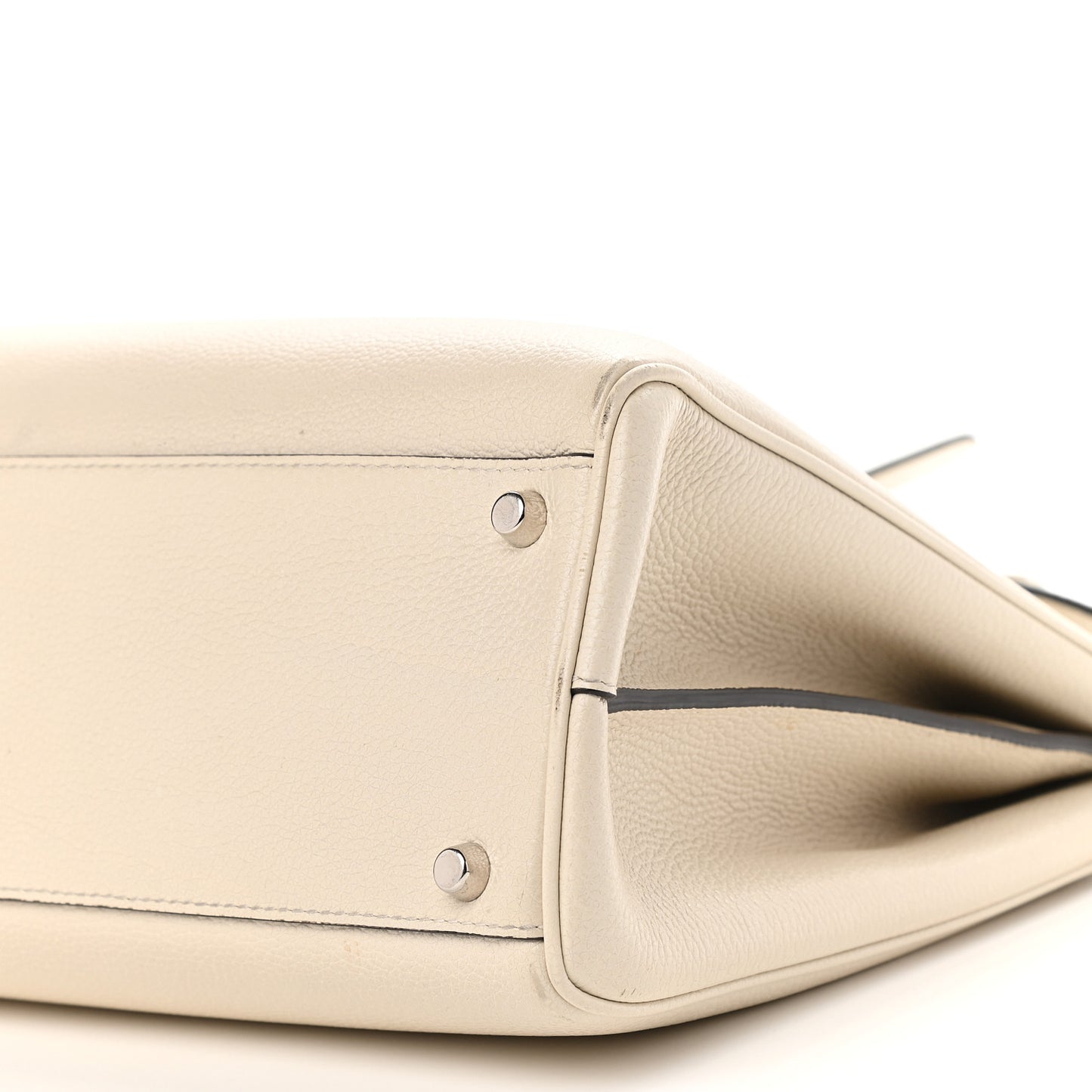 Grainy Calfskin Medium Zumi Top Handle Bag Mystic White