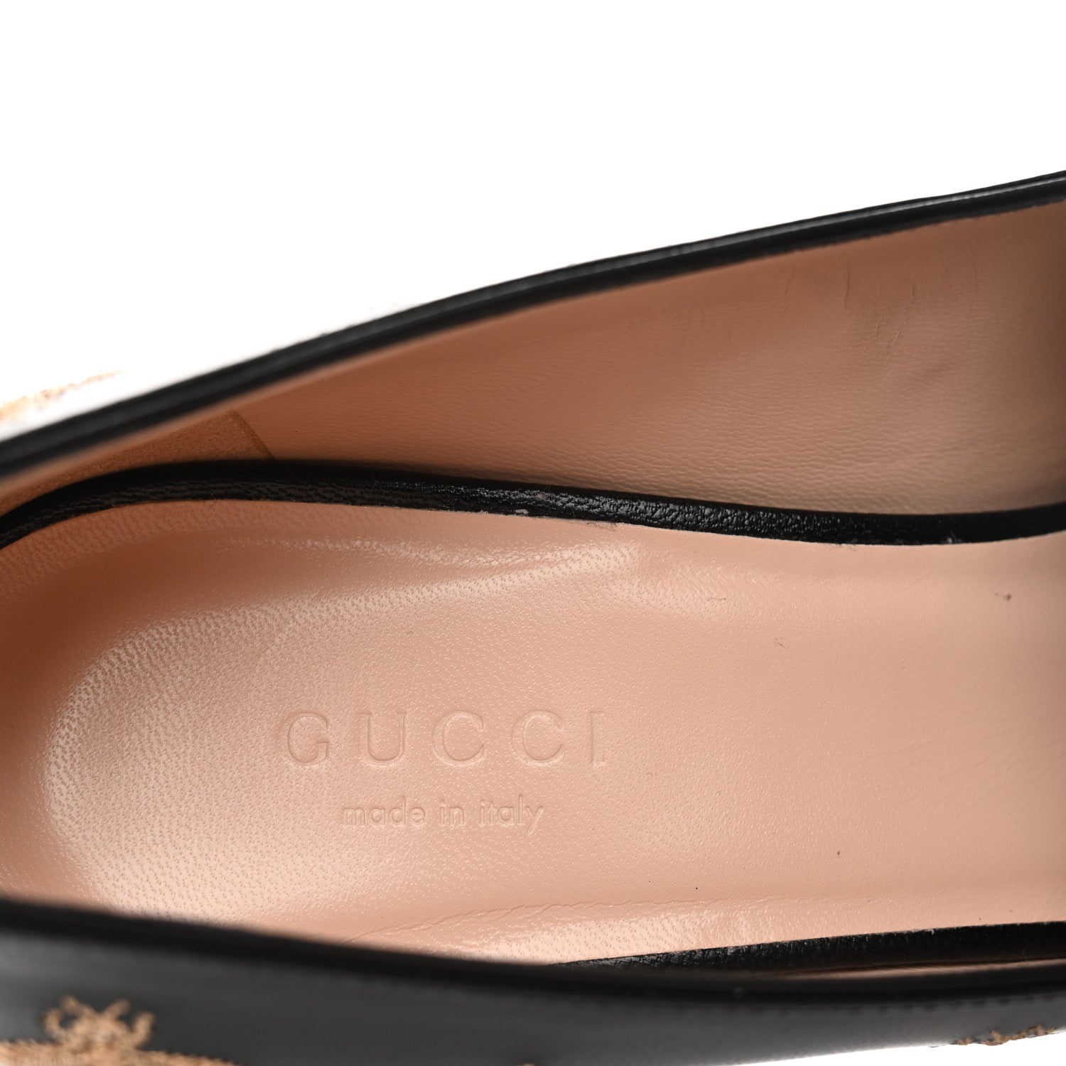 Gucci Quentin Goatskin Bee Star Embroidered GG Marmont Fringe 50mm Loafer Pumps 37 Black 14 of 17
