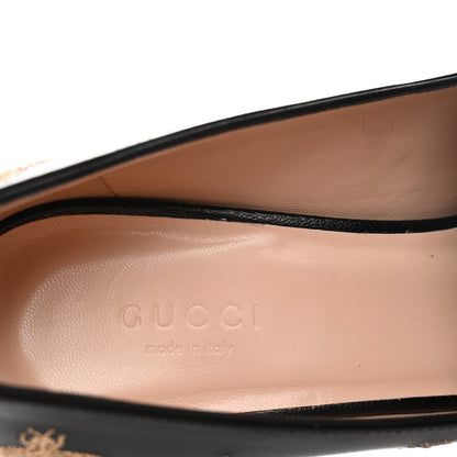 Gucci Quentin Goatskin Bee Star Embroidered GG Marmont Fringe 50mm Loafer Pumps 37 Black 14 of 17