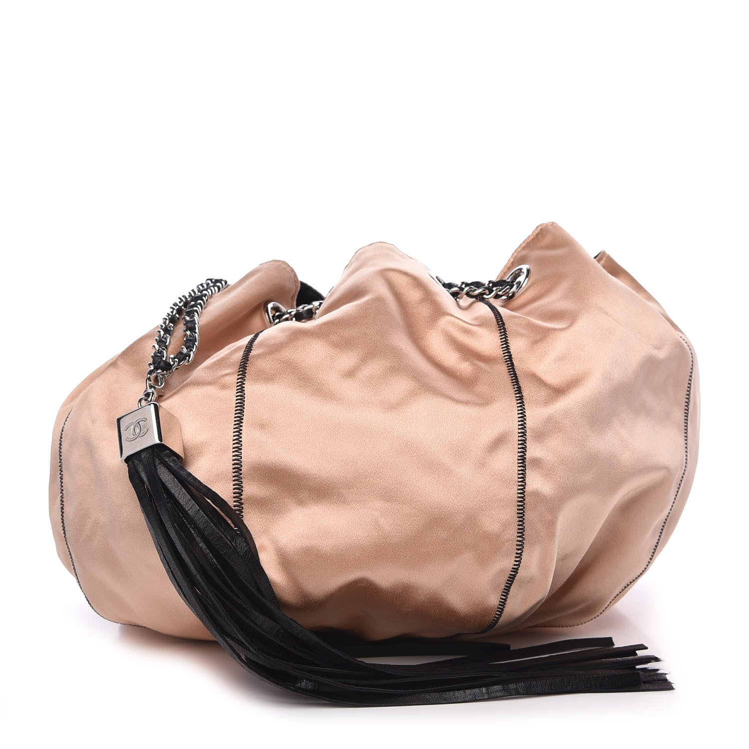 Chanel Lambskin Satin Reversible Sac Cordon Black 10 of 21