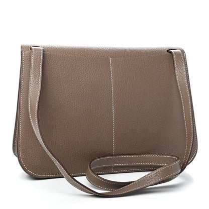 Hermes Taurillon Clemence Halzan 31 GM Etoupe 2 of 8