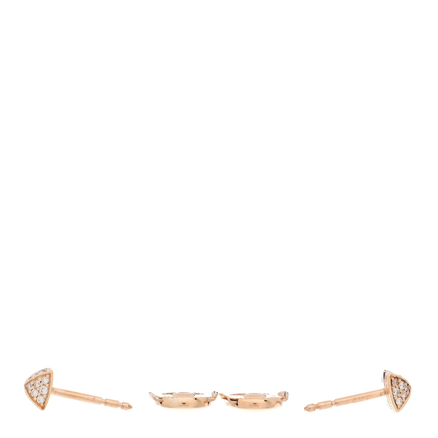 Hermes 18K Rose Gold Diamond Clou d'H Stud Earrings 3 of 5