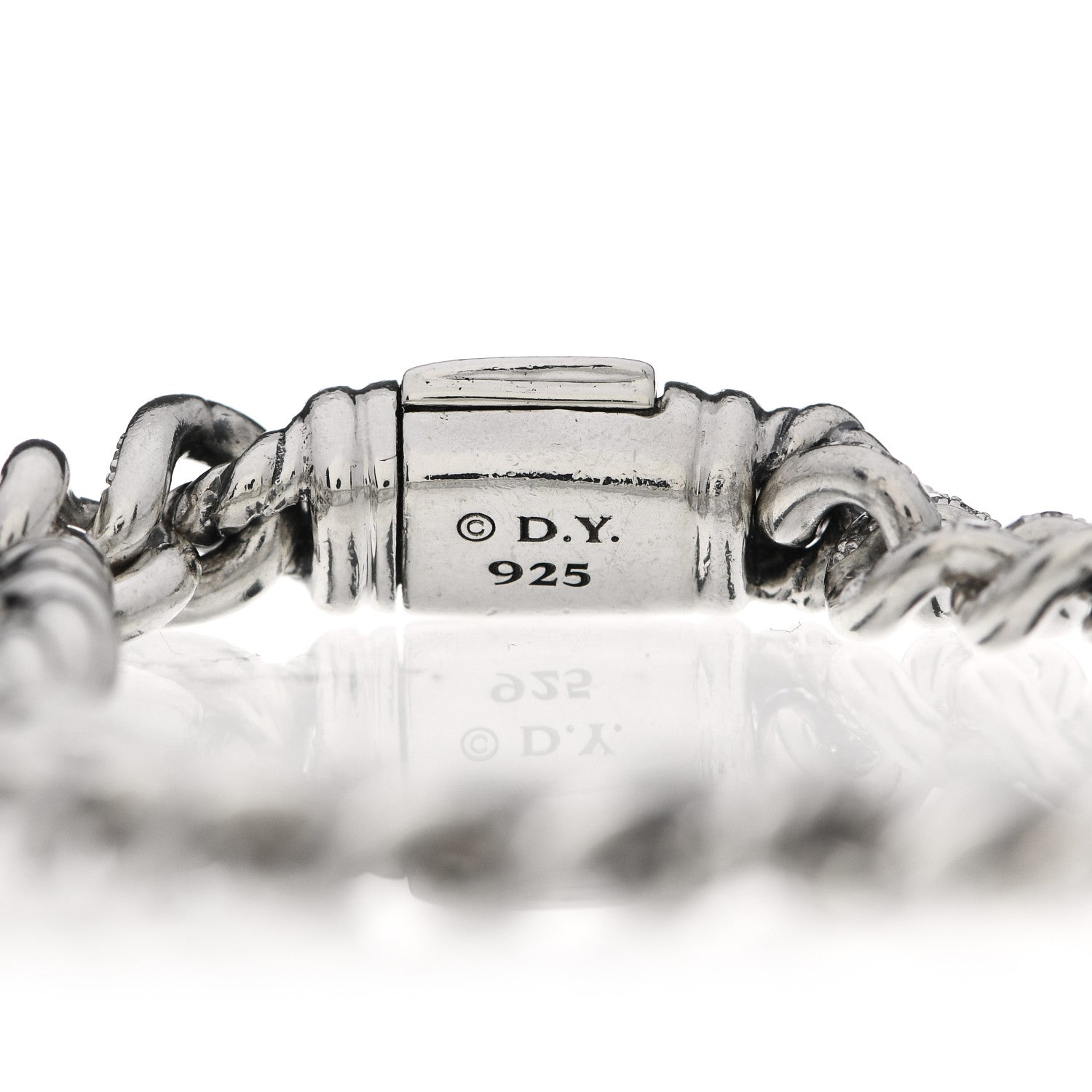 David Yurman Sterling Silver Diamond Petite Pave Curb Link Bracelet 2 of 3