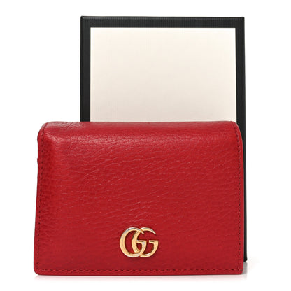 Gucci Pebbled Calfskin GG Marmont Card Case Hibiscus Red 8 of 8