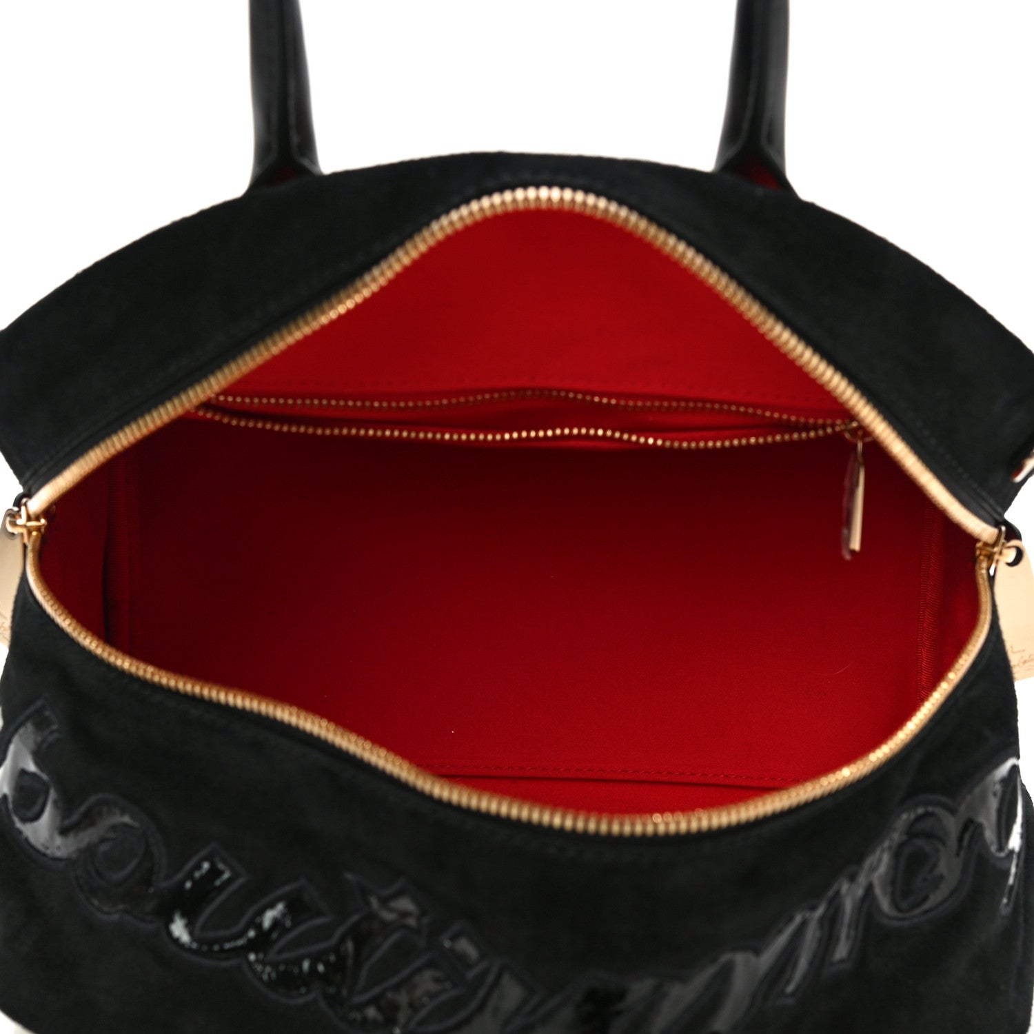 Christian Louboutin Suede Calfskin Leopard Print Small Marie Jane Top Handle Black 5 of 10