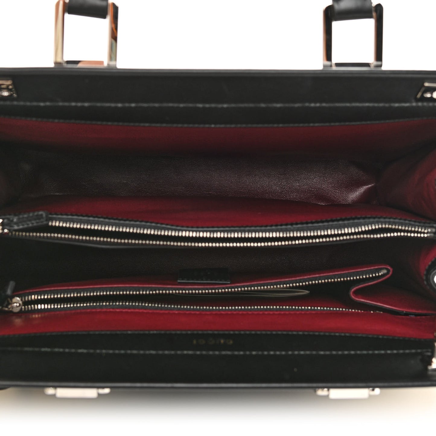 Smooth Calfskin Diagonal Striped Medium Zumi Top Handle Bag Black Beige