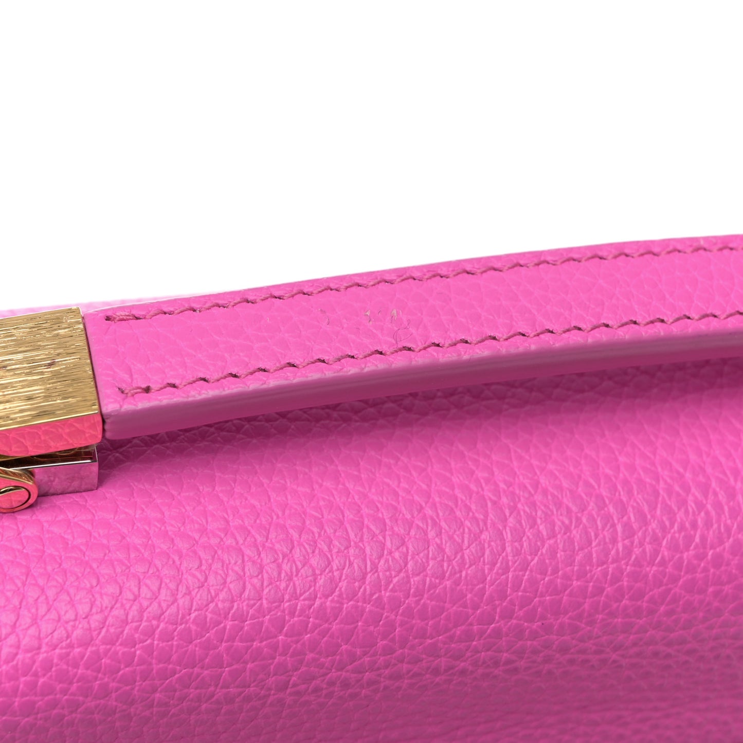Grained Calfskin Le Dix Mini Soft Cartable Rose Fluo