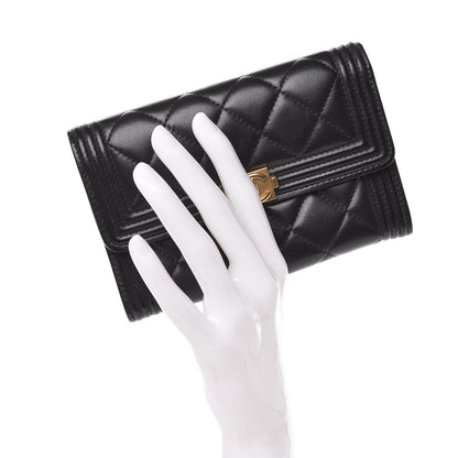 Chanel Lambskin Quilted Medium Boy Flap Wallet Black 2 of 9