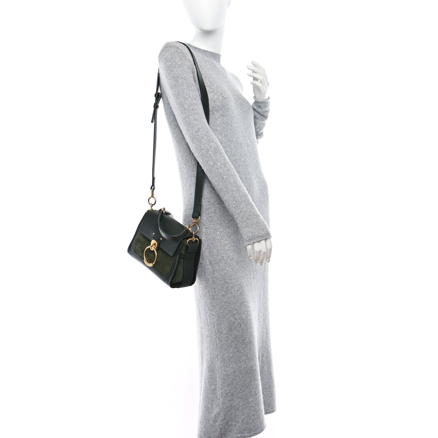 Calfskin Suede Mini Tess Day Bag Black Olive