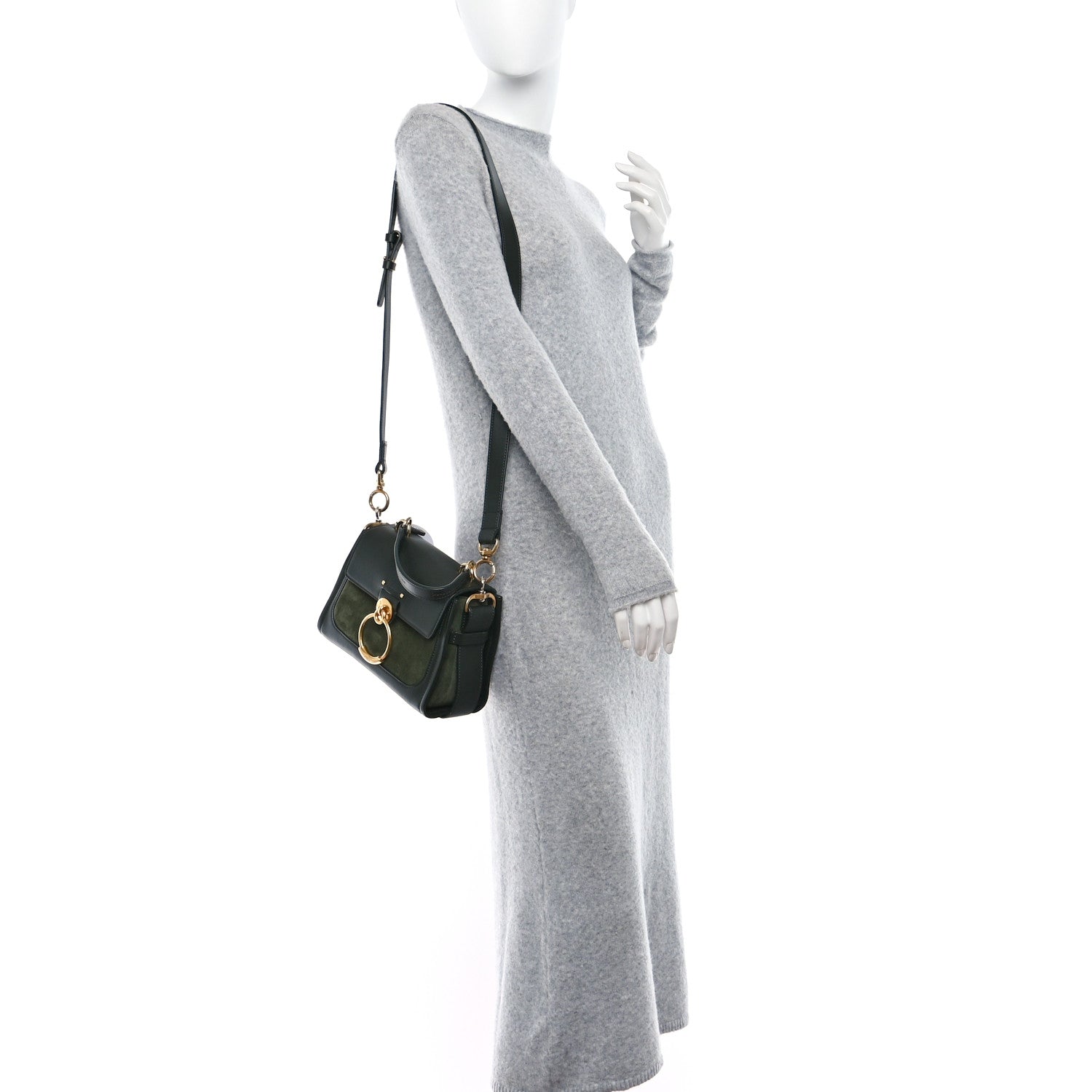 Chloe Calfskin Suede Mini Tess Day Bag Black Olive 2 of 8