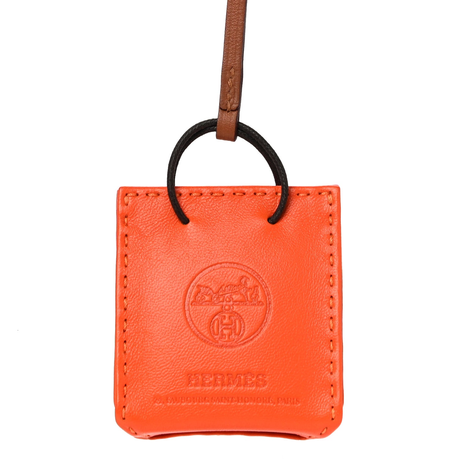 Hermes Milo Lambskin Swift Shopping Bag Charm Feu Gold 3 of 5