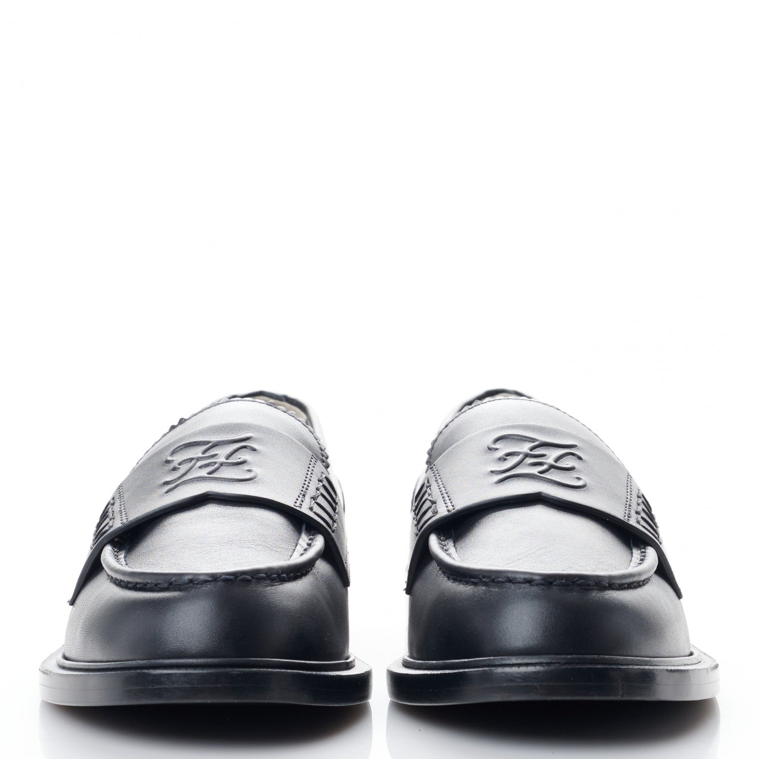 Fendi Calfskin Karligraphy Loafers 39 Black 2 of 7