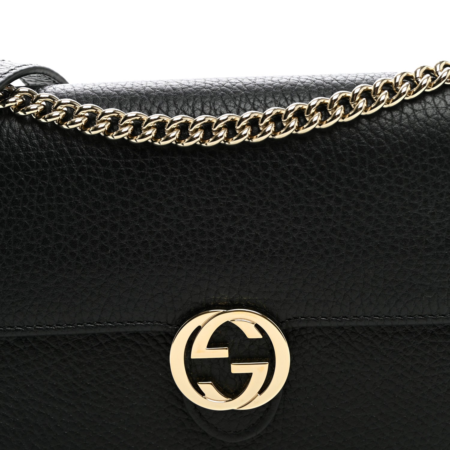 Gucci Dollar Calfskin Interlocking G Chain Wallet Black 7 of 10