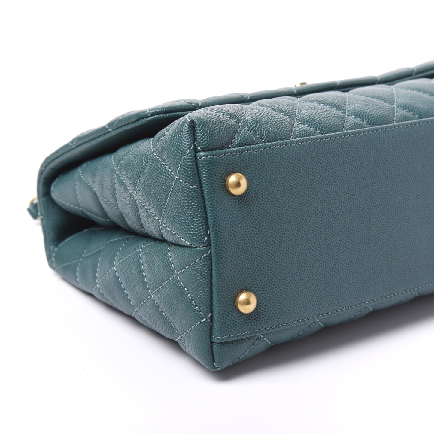 Caviar Lizard Quilted Small Coco Handle Flap Dark Turquoise