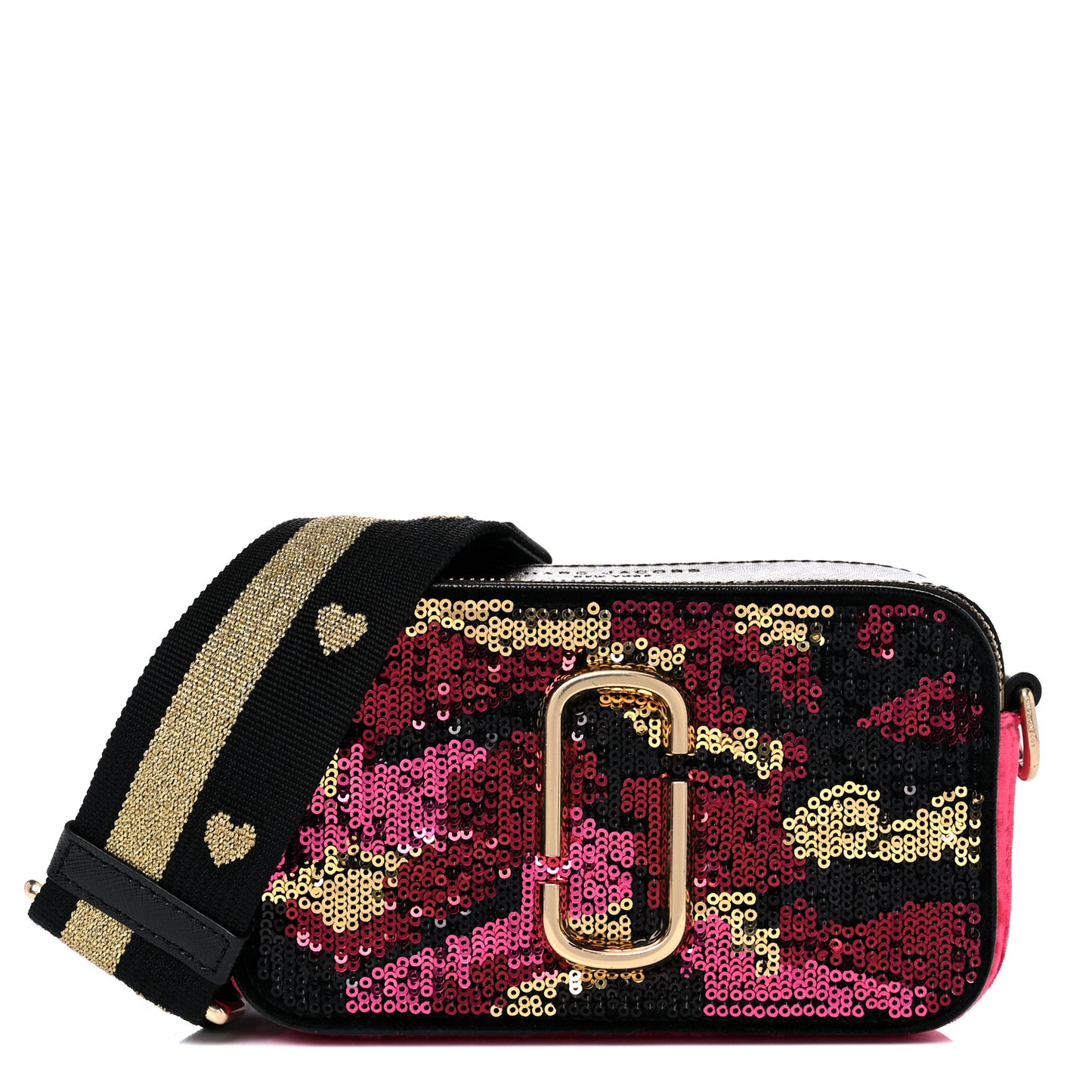 Calfskin Velvet Sequin Camouflage Snapshot Camera Bag Red Black