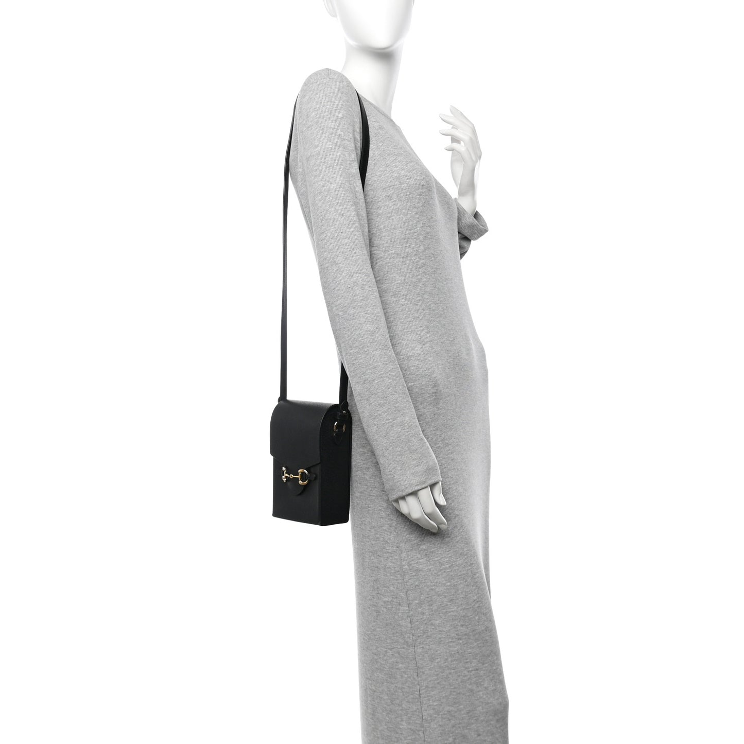Dollar Calfskin Vertical Horsebit 1955 Crossbody Bag Black