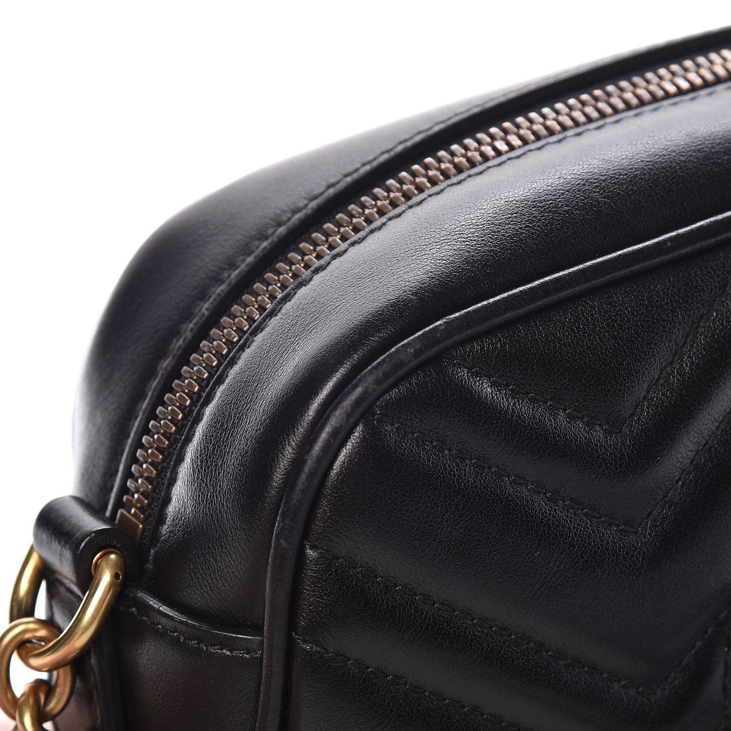Calfskin Matelasse Small GG Marmont Chain Shoulder Bag Black
