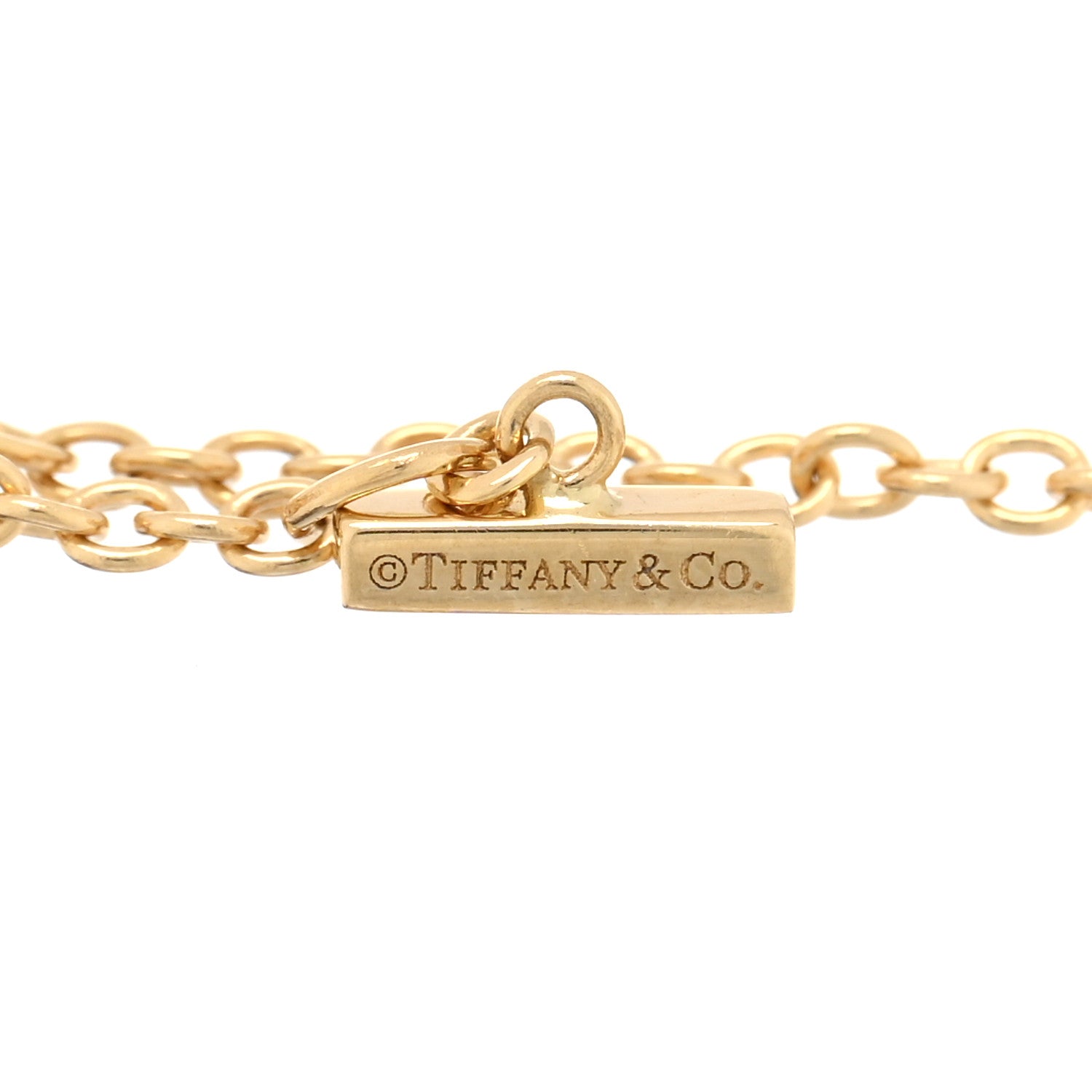 Tiffany 18K Yellow Gold Diamond Carnelian T Circle Bracelet 3 of 4