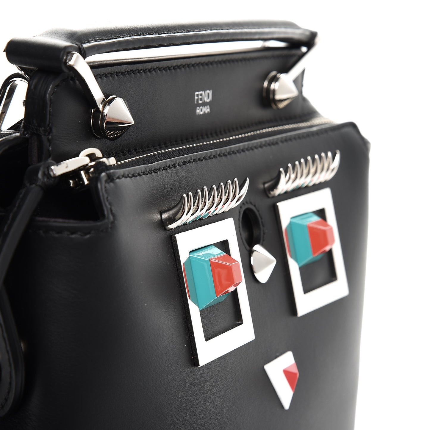Vitello Baltico Hypnoteyes Studded Small Dotcom Click Chain Satchel Black
