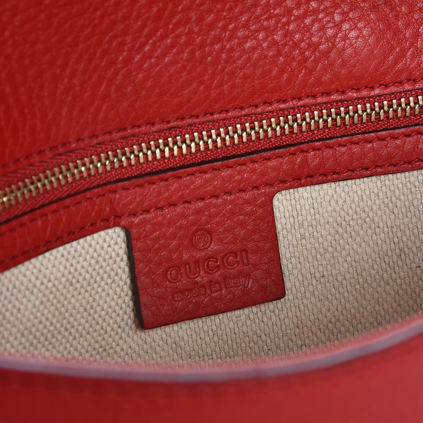 Pebbled Calfskin Medium Soho Clutch Red