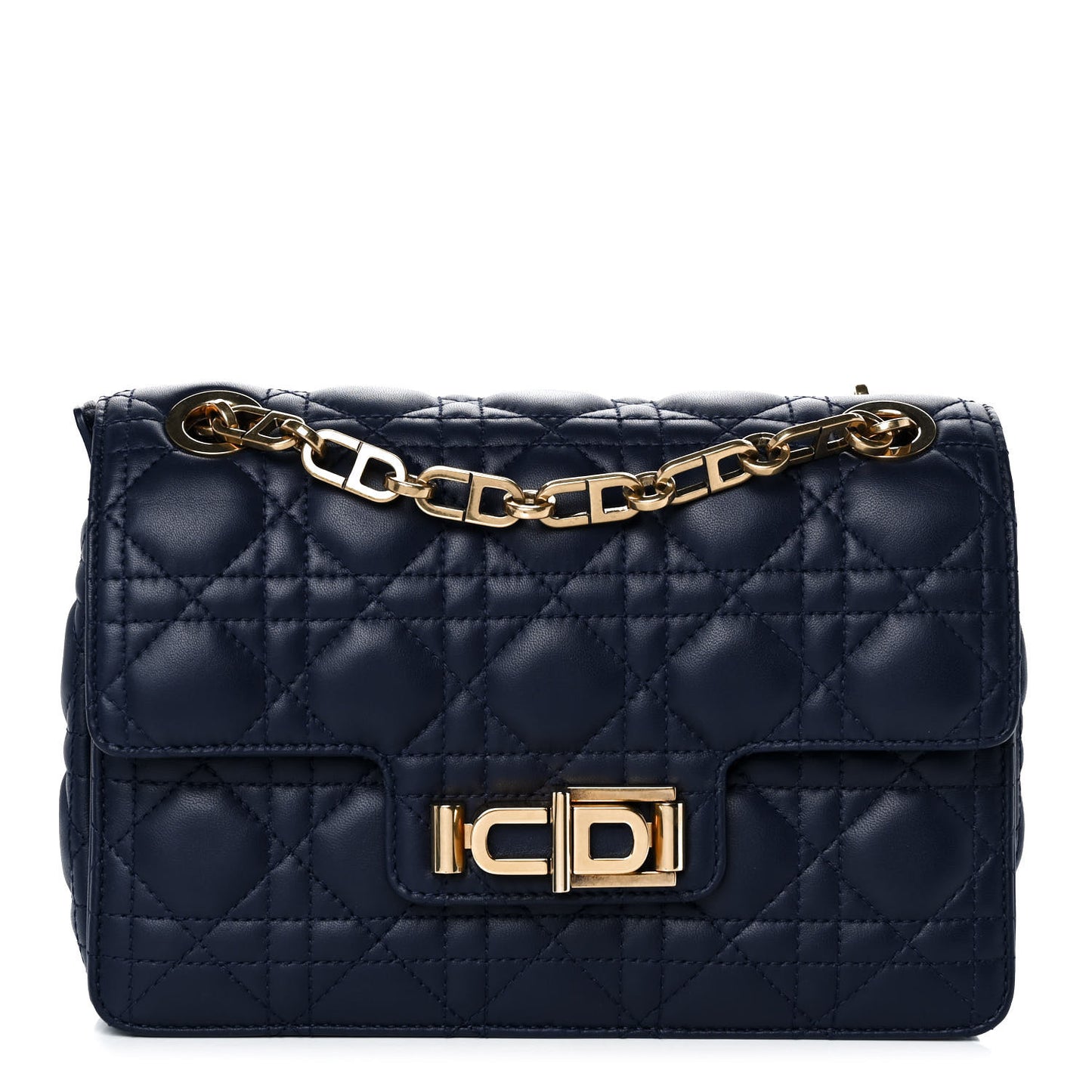 Lambskin Cannage CD Lock Flap Bag Navy