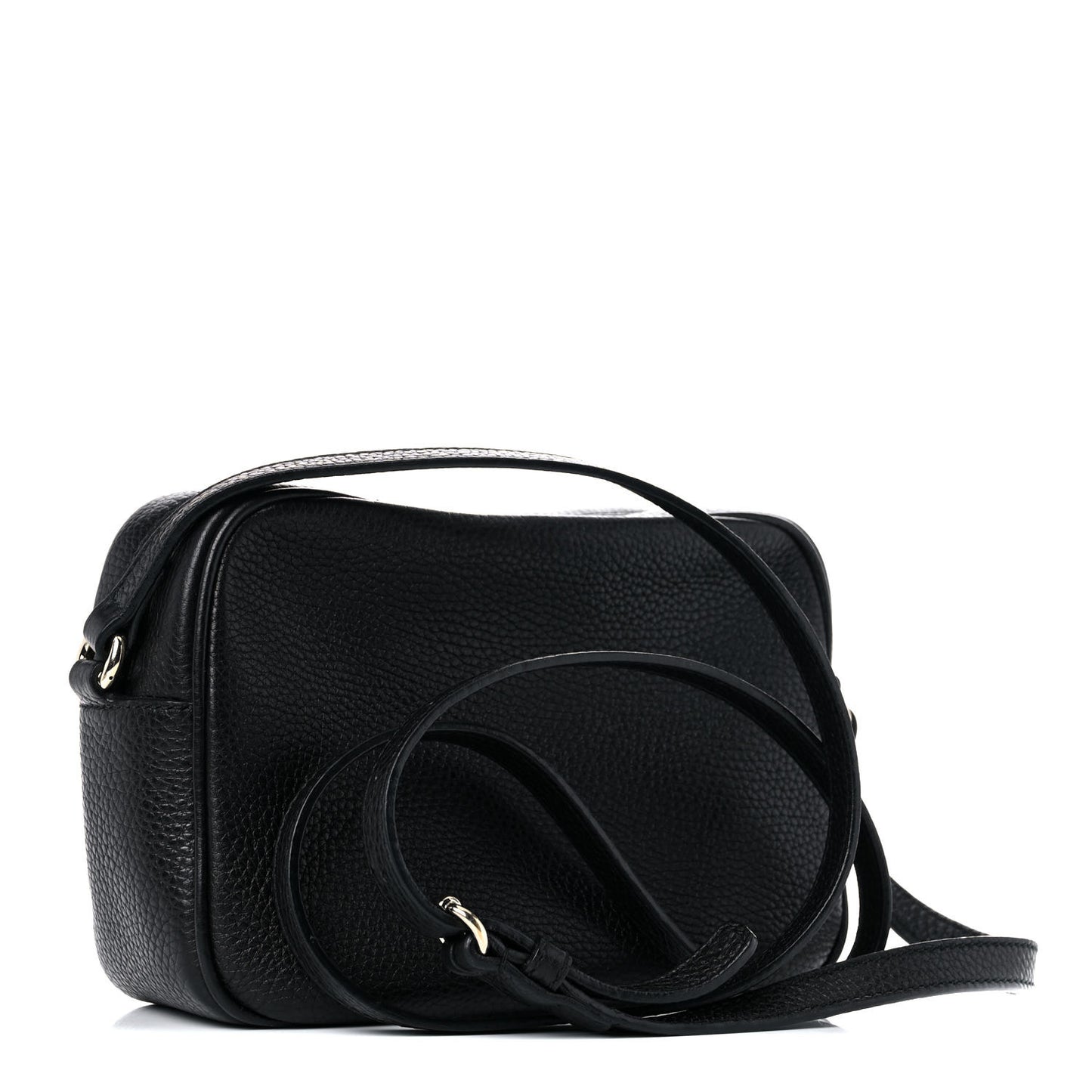 Pebbled Calfskin Small Soho Disco Bag Black