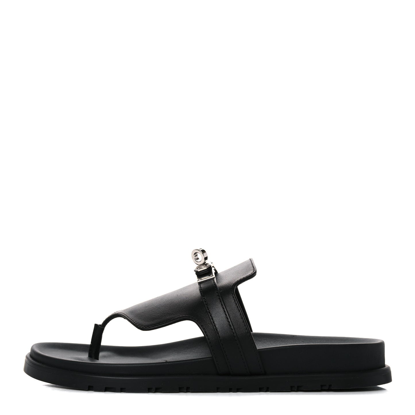 Calfskin Womens Empire Sandals 38.5 Black