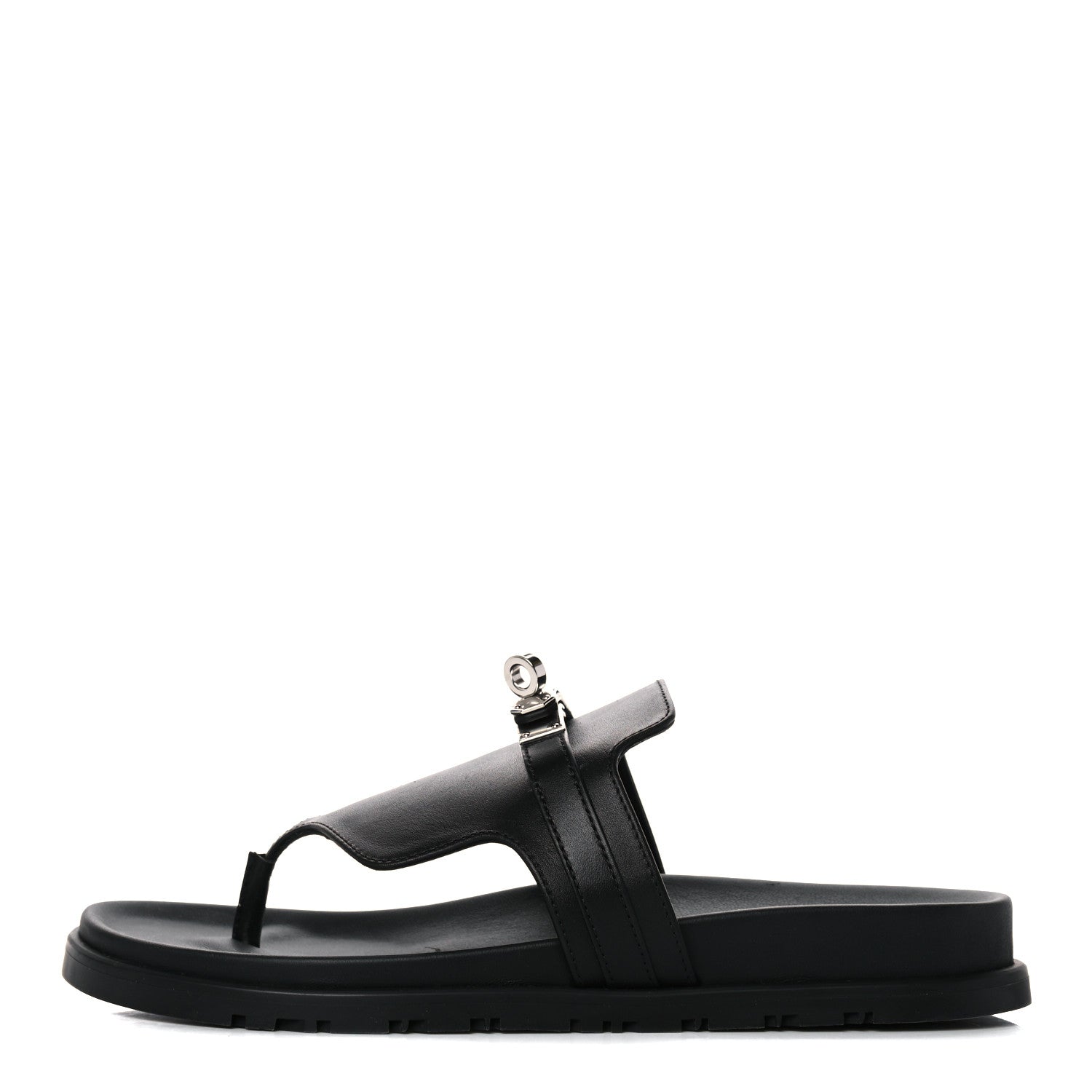 Hermes Calfskin Womens Empire Sandals 38.5 Black 1 of 12
