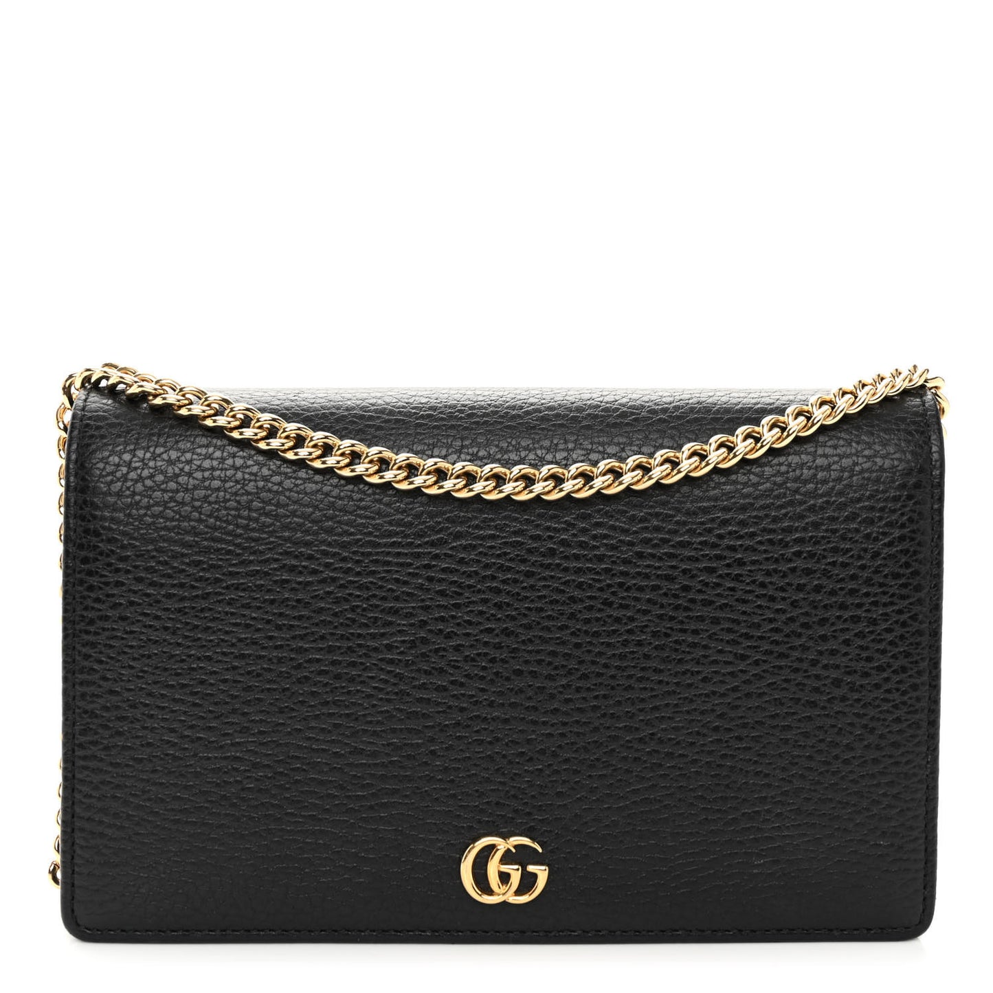 Dollar Calfskin Mini GG Marmont Chain Wallet Black