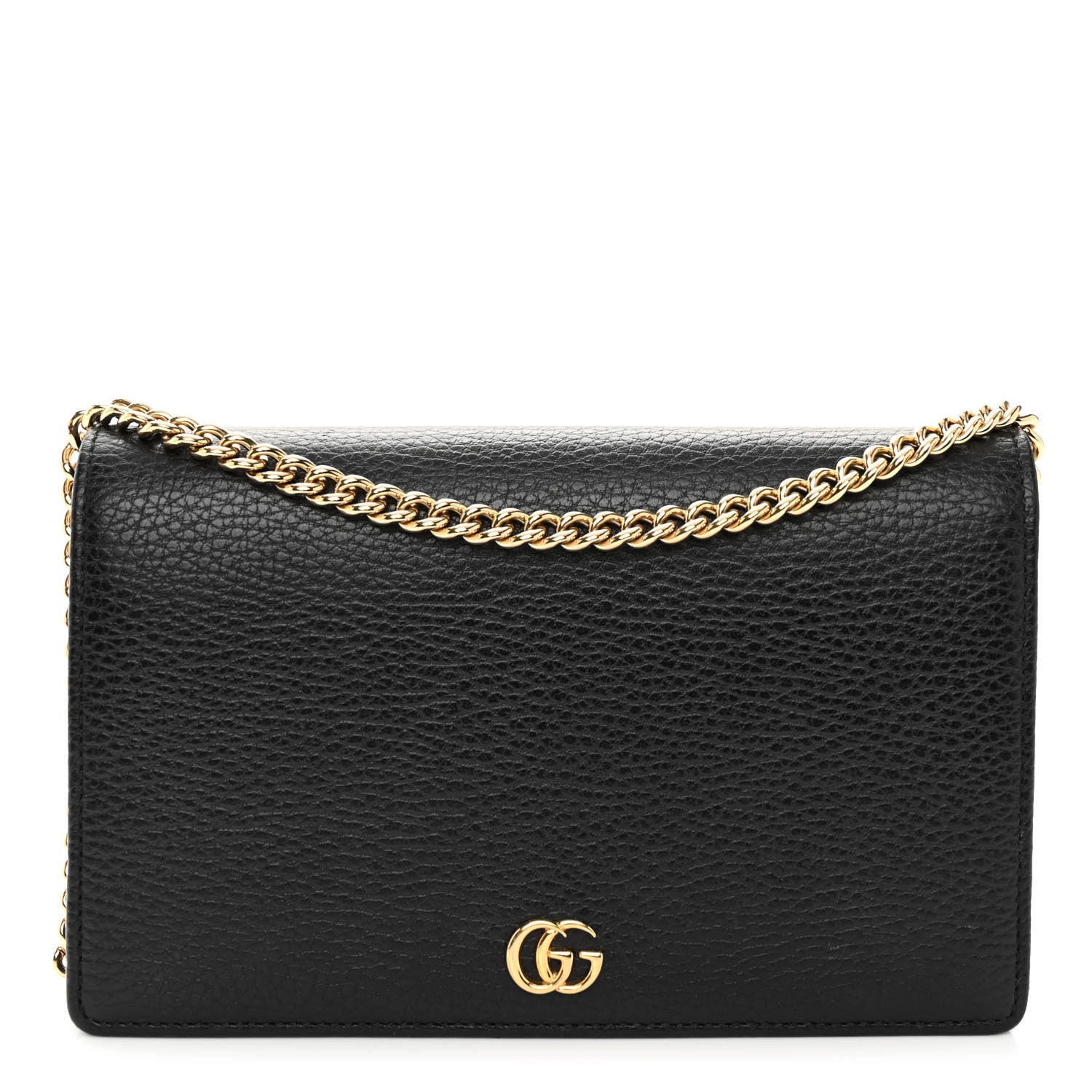 Gucci Dollar Calfskin Mini GG Marmont Chain Wallet Black 1 of 9