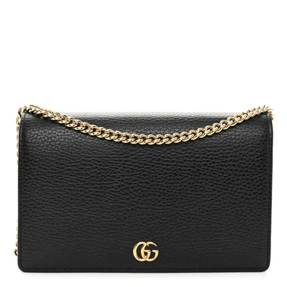Gucci Dollar Calfskin Mini GG Marmont Chain Wallet Black 1 of 9