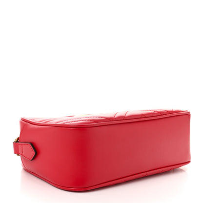Gucci Calfskin Matelasse Small GG Marmont Chain Shoulder Bag Hibiscus Red 4 of 10