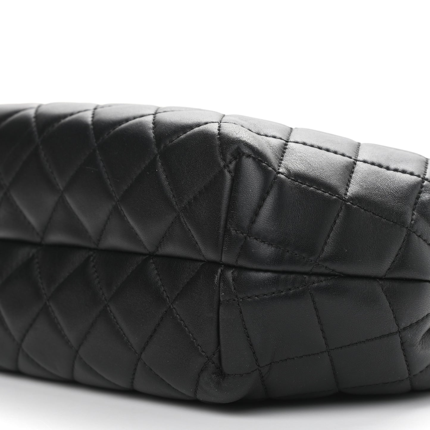 Lambskin Quilted Accordion Tote Black