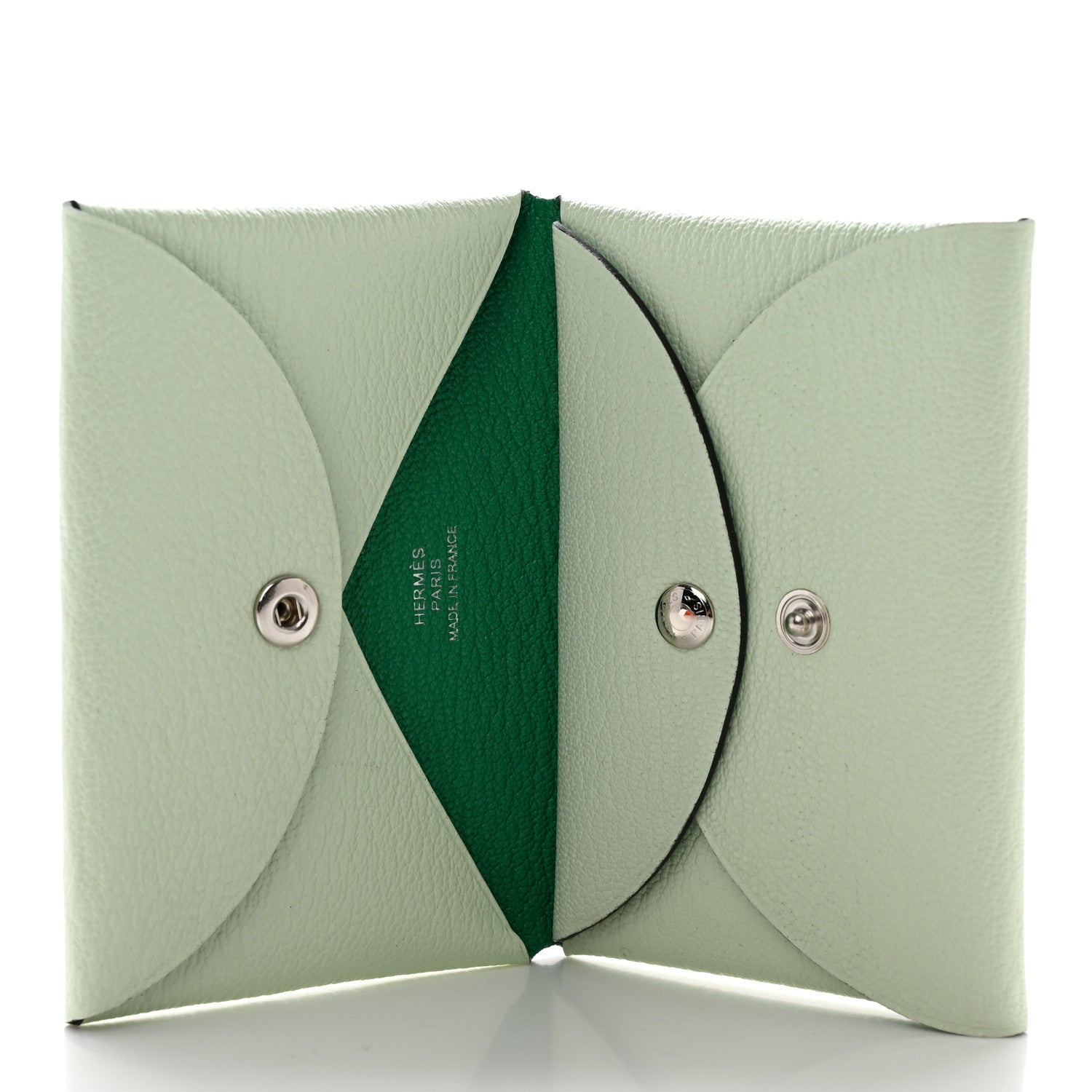 Hermes Chevre Mysore Verso Calvi Duo Card Case Vert Fizz Menthe 5 of 8