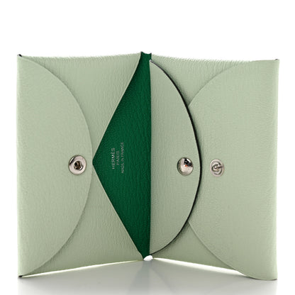 Hermes Chevre Mysore Verso Calvi Duo Card Case Vert Fizz Menthe 5 of 8