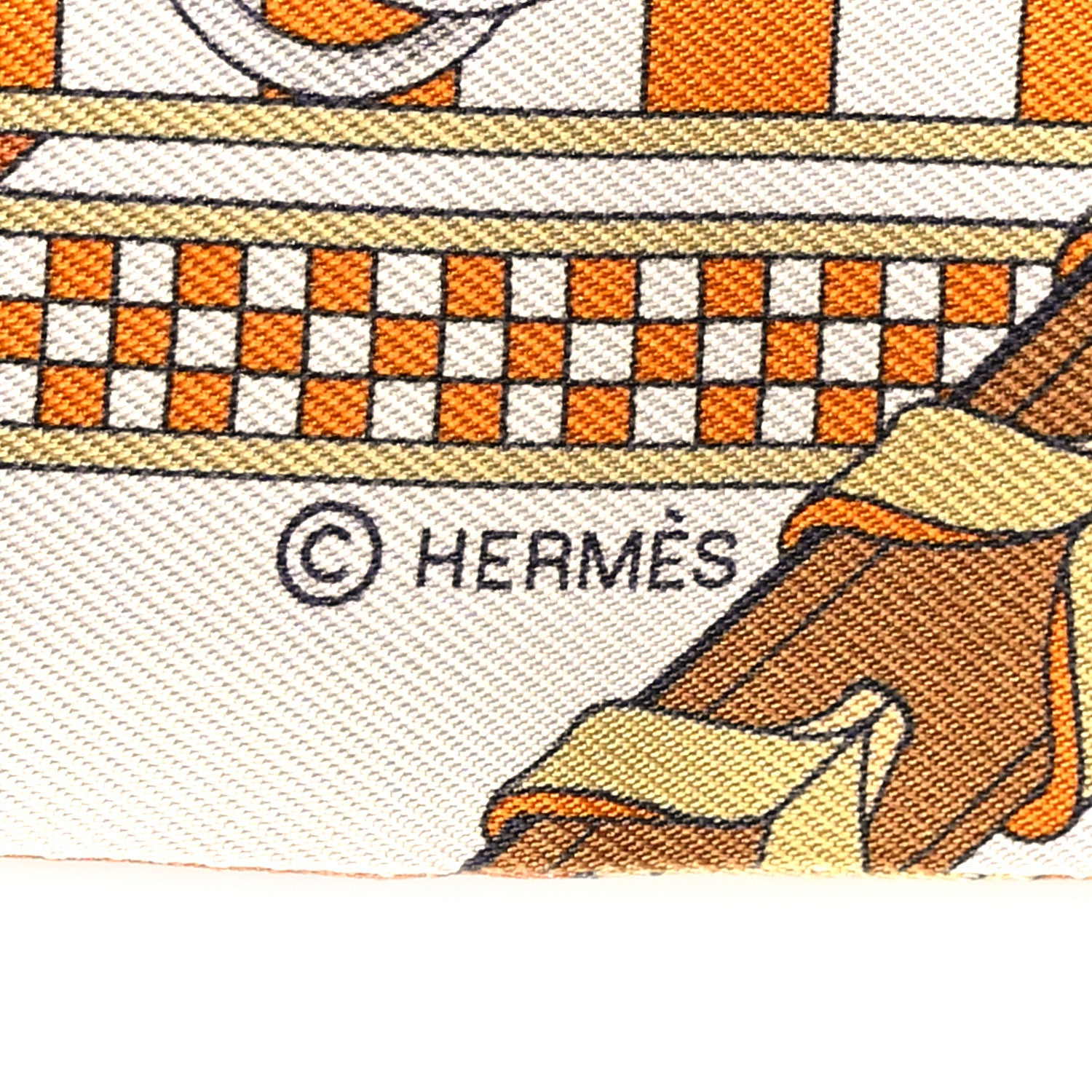 Hermes Silk Brides et Gris Twilly Caramel White Bronze 4 of 4