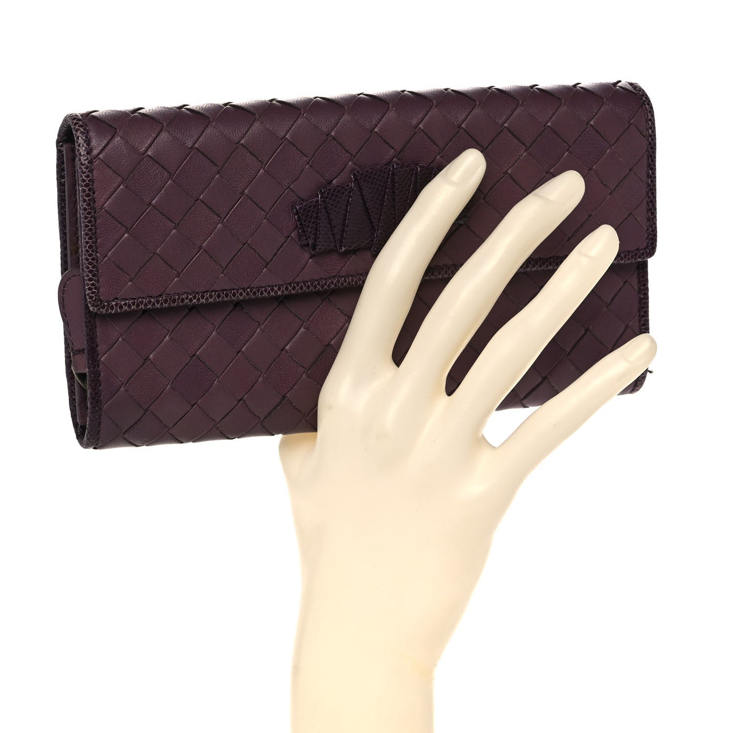Nappa Ayers Intrecciato Continental Flap Wallet Aubergine