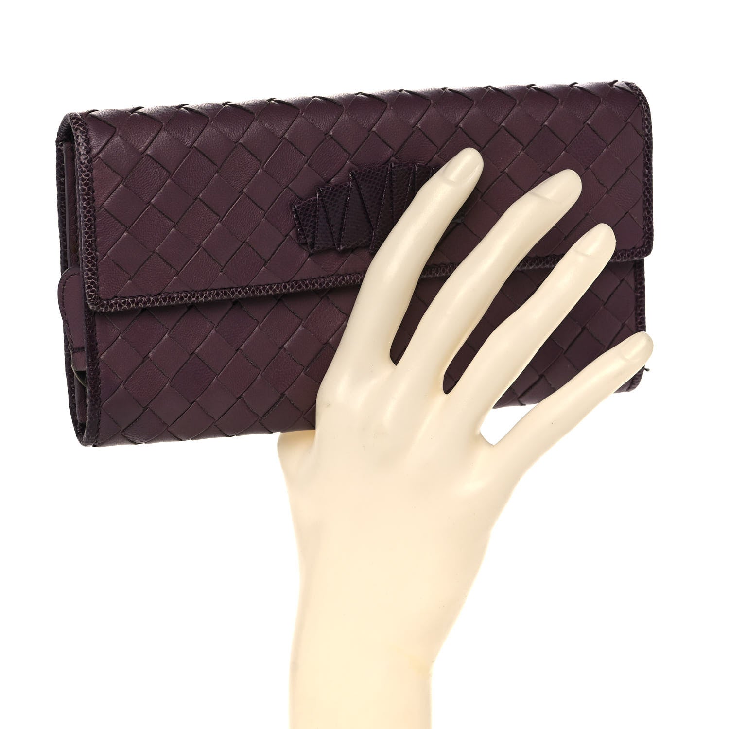 Bottega Veneta Nappa Ayers Intrecciato Continental Flap Wallet Aubergine 2 of 11