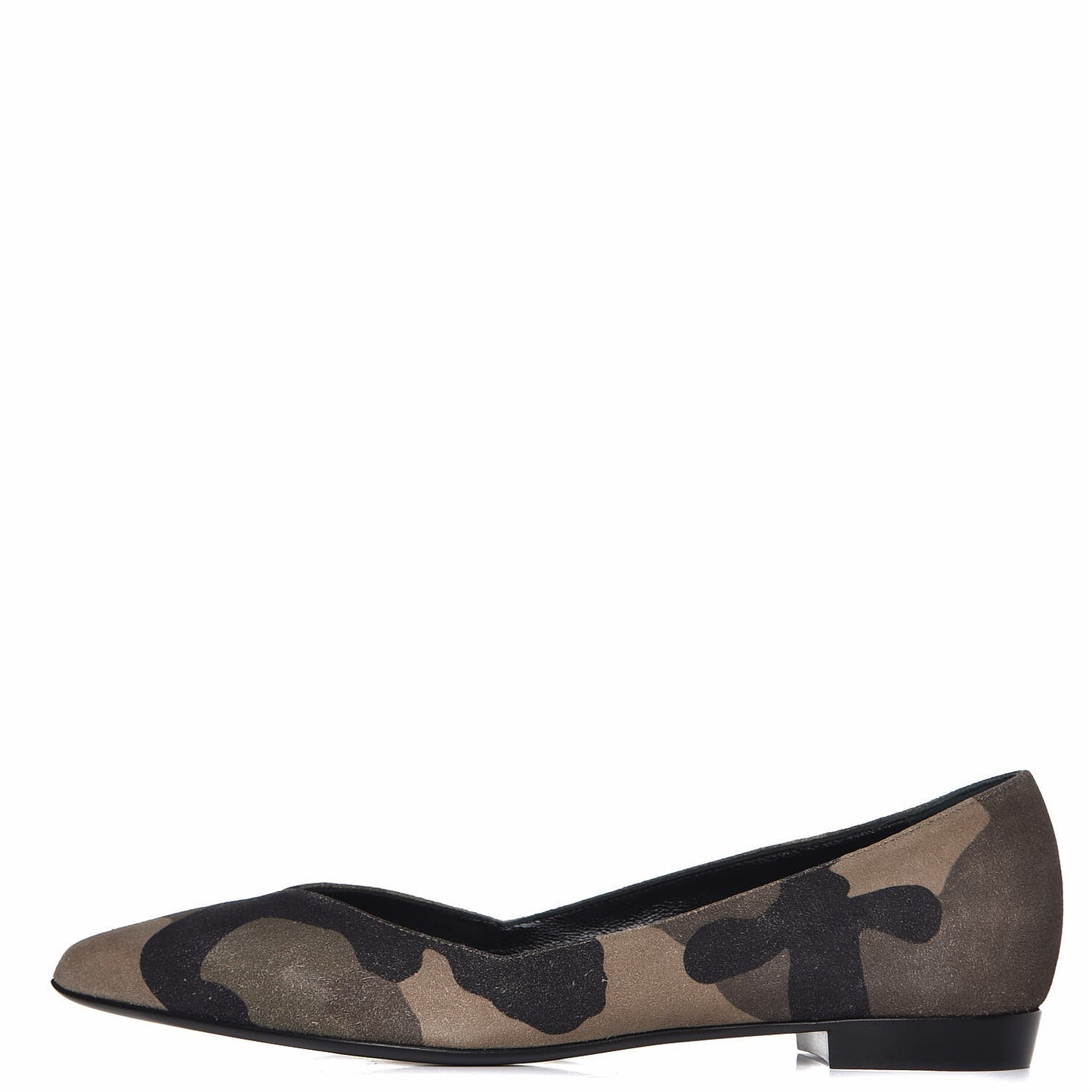 Suede Camouflage Print Paris 10 Decolete Ballerina Flats 36 Green